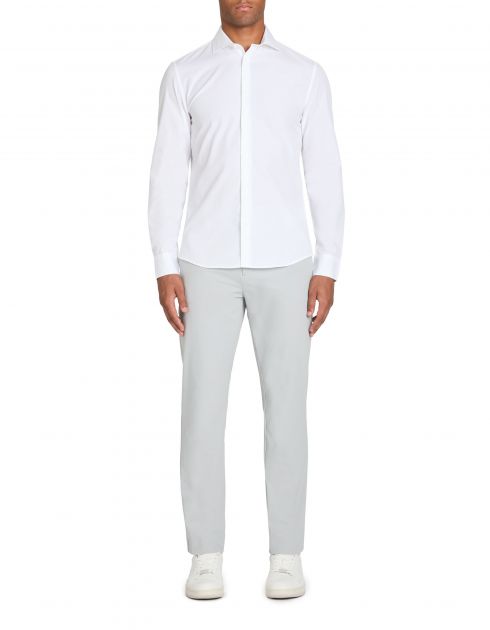 Chemise slim unie en coton - blanc