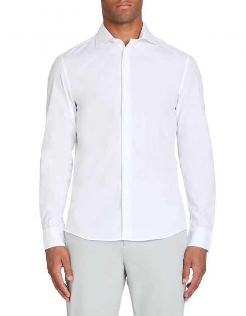 Chemise slim unie en coton - blanc