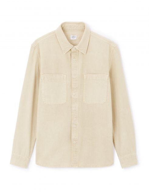Chemise regular casual en coton - beige