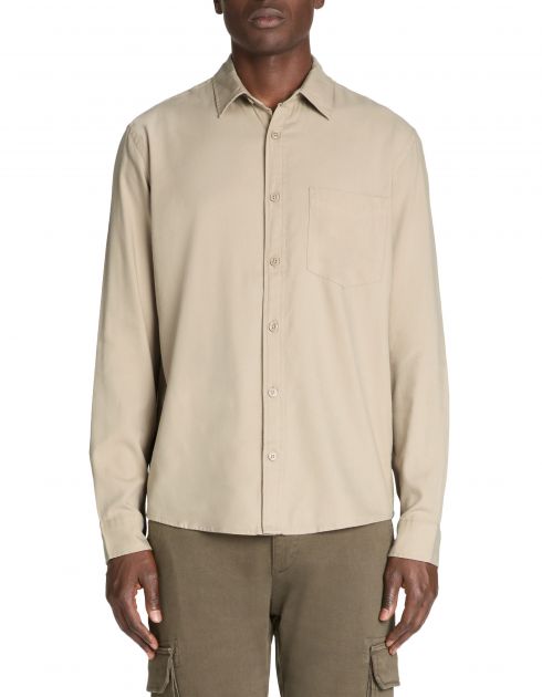 Chemise regular unie coton mélangé - beige