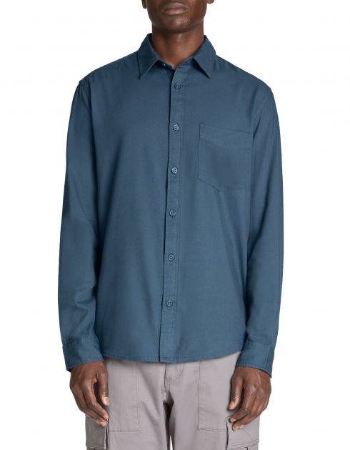 Chemise regular unie coton mélangé - bleu