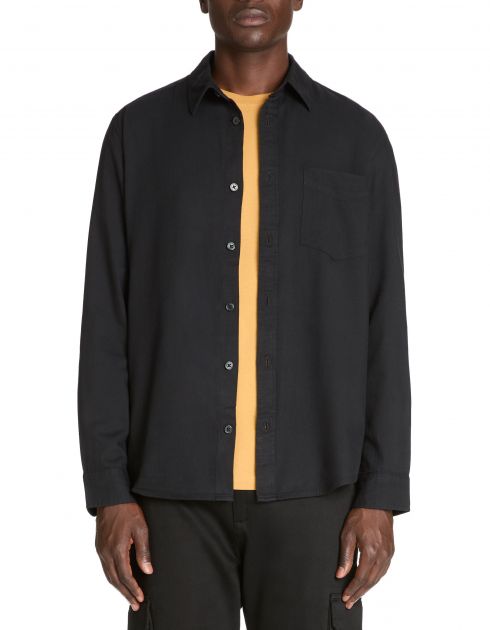 Chemise regular unie coton mélangé - noir