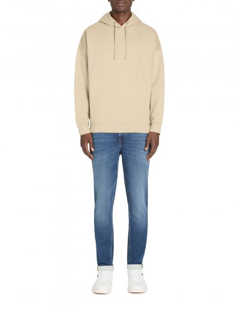Sweat oversize à capuche coton mélangé - beige