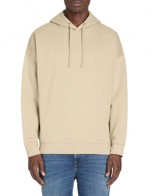 Sweat oversize à capuche coton mélangé - beige