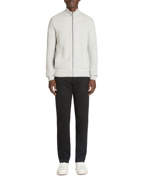 Cardigan col montant 100% coton - gris chiné