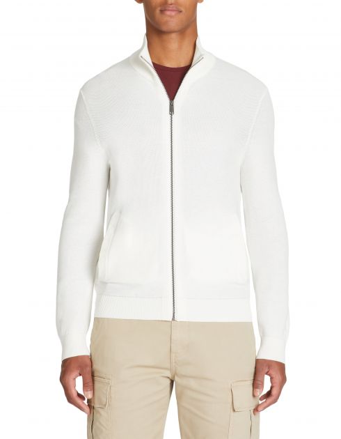 Cardigan col montant en coton - beige