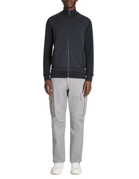 Gilet zippé col montant 100% coton - marine