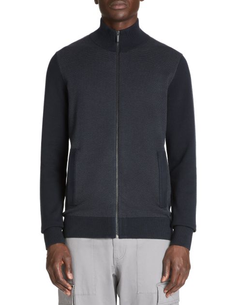 Gilet zippé col montant 100% coton - marine