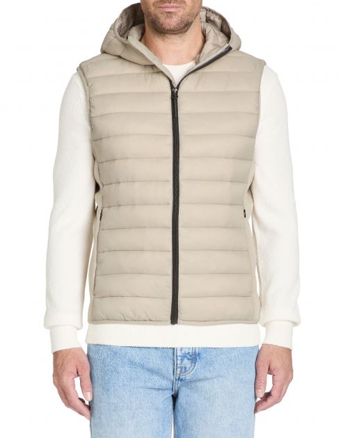Doudoune sans manche à capuche - beige
