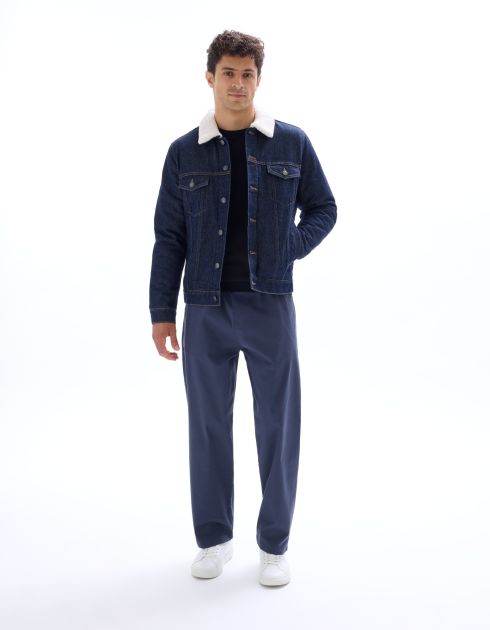 Veste en jean doublé sherpa - marine