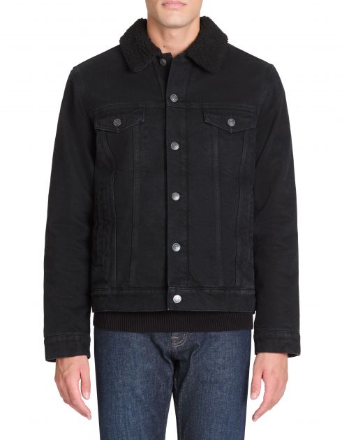 Trucker denim col chemise - noir
