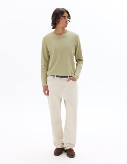 T-shirt regular 100% coton manches longues - vert