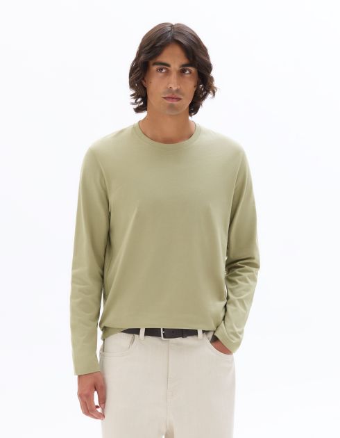 T-shirt regular 100% coton manches longues - vert