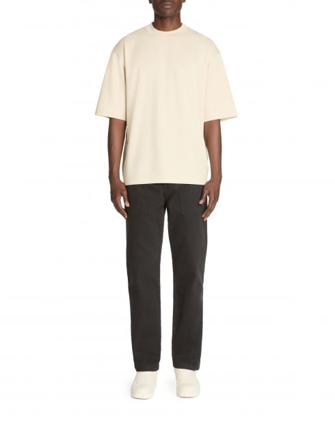 T-shirt col rond en coton mélangé - beige