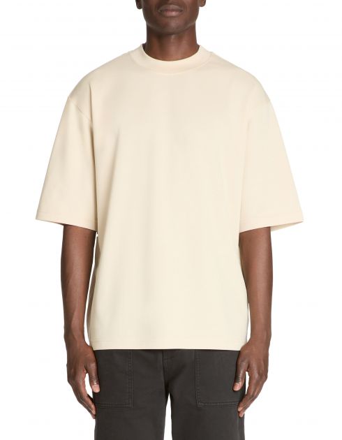 T-shirt col rond en coton mélangé - beige