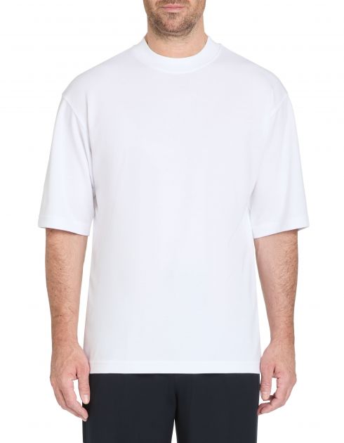 T-shirt col rond en coton mélangé - blanc