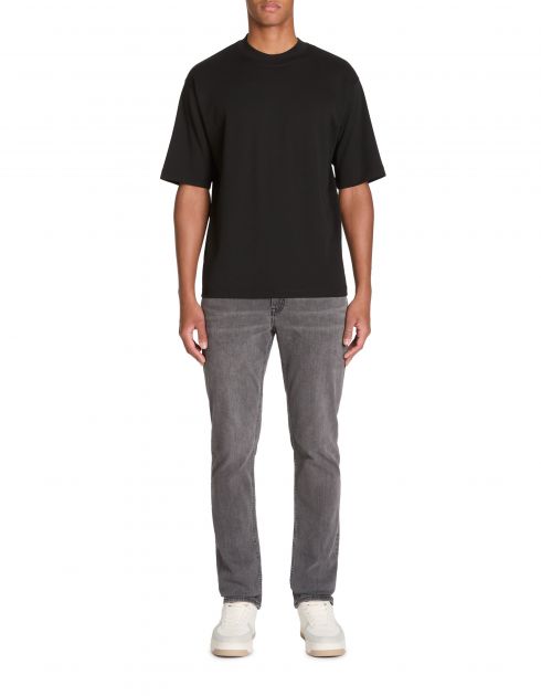 T-shirt col rond en coton mélangé - noir