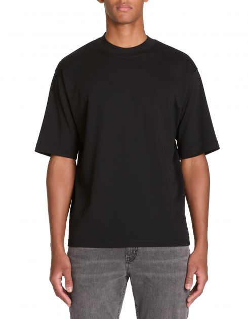 T-shirt col rond en coton mélangé - noir