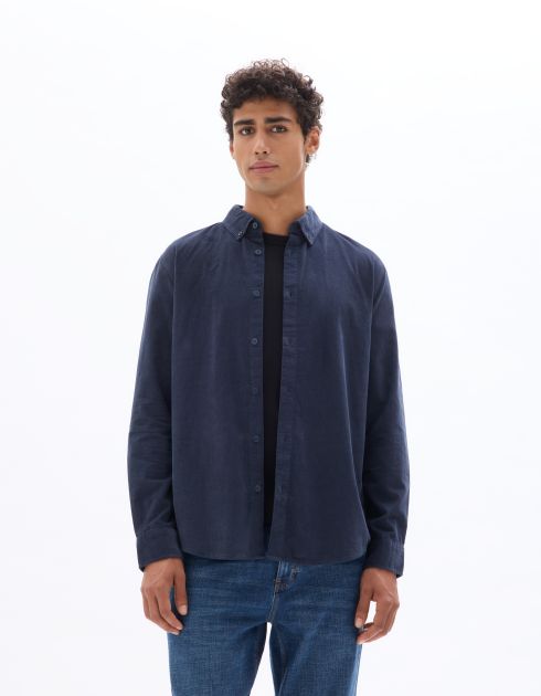 Chemise en velours 100% coton - bleu