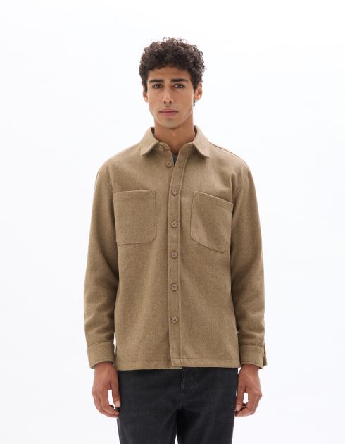 Surchemise chaude uni- marron
