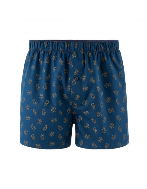 Caleçon en coton popeline à motif ourson - marine