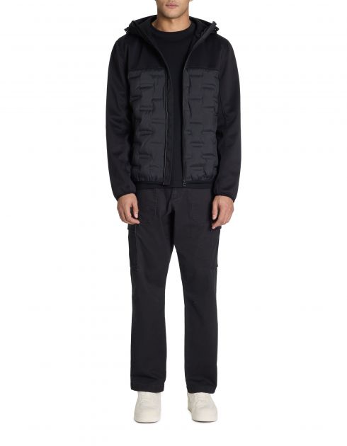 Doudoune softshell mix matière à capuche - noir