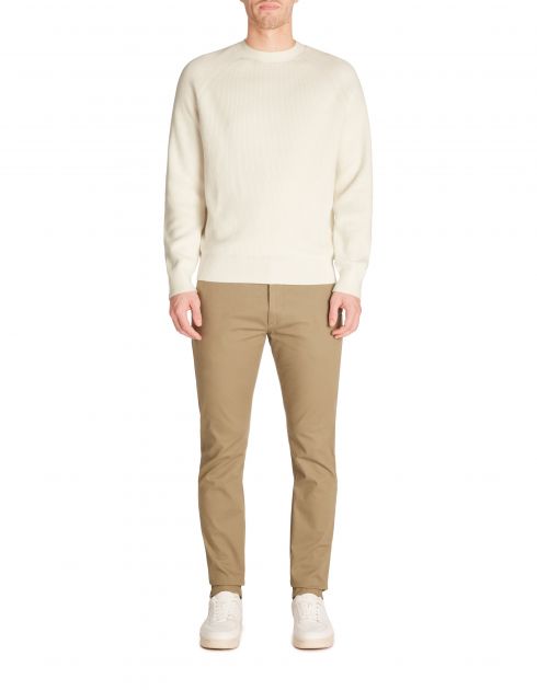 Pull col rond 100% coton - beige