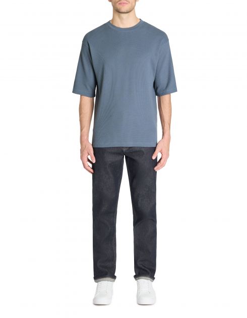 T-shirt oversize col rond 100% coton - bleu