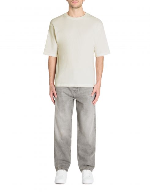 T-shirt oversize col rond 100% coton - beige