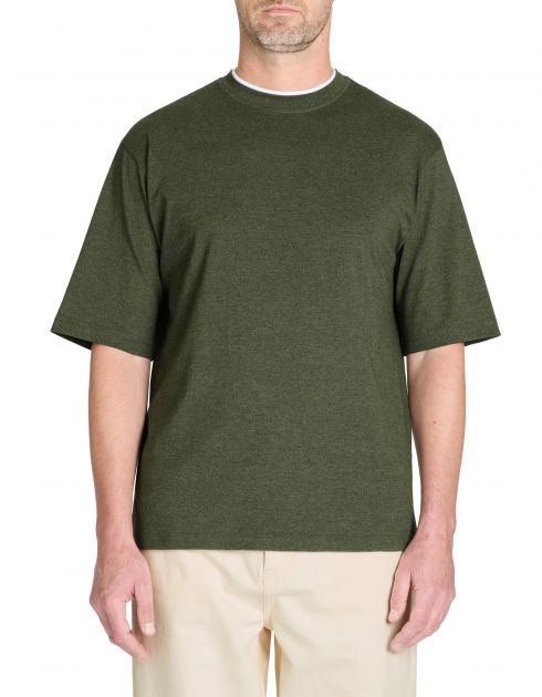 T-shirt oversize col rond coton mélangé - kaki