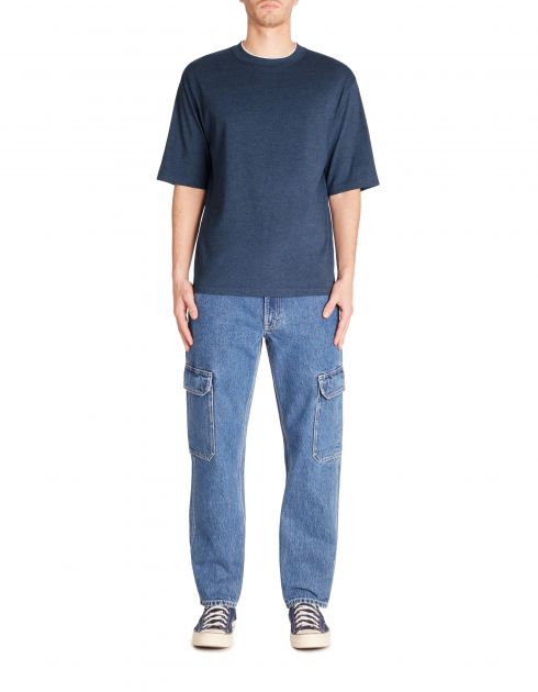T-shirt oversize col rond 100% coton - marine