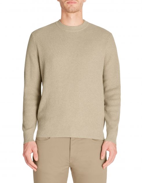 Pull col rond 100% coton - taupe