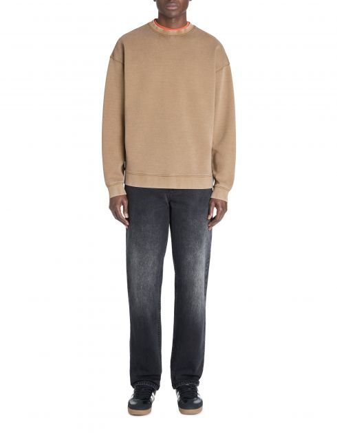 Sweat oversize col rond coton mélangé - taupe