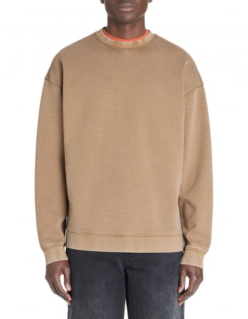 Sweat oversize col rond coton mélangé - taupe