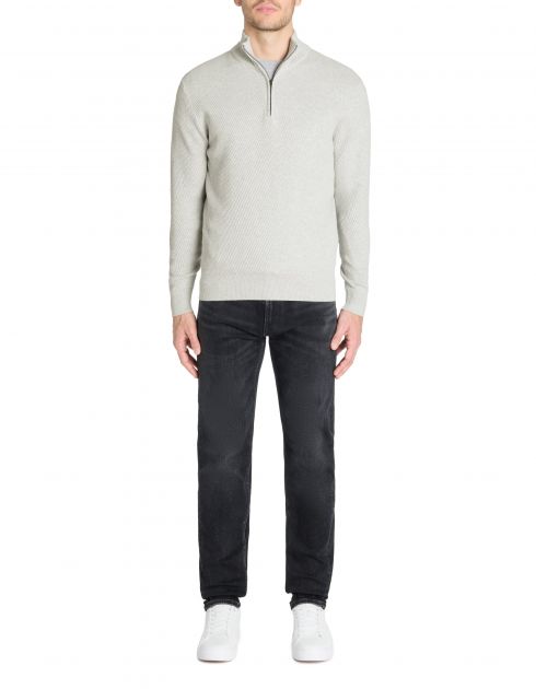 Pull col roulé regular 100% coton - gris chine
