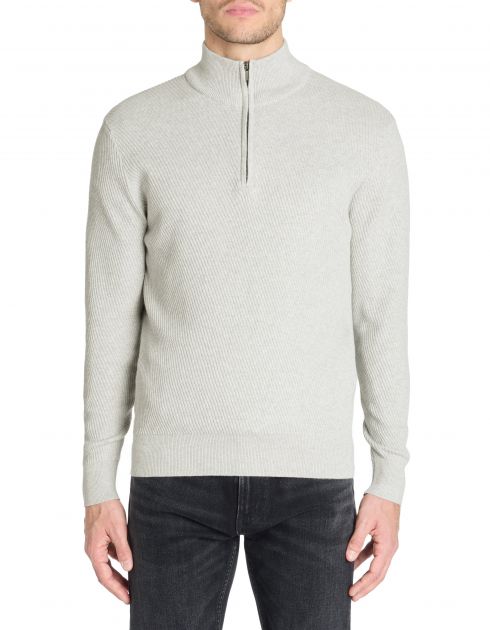 Pull col roulé regular 100% coton - gris chine