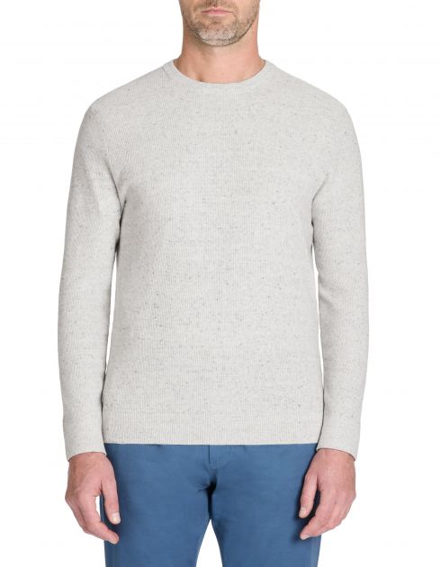 Pull col rond 100% coton mélangé - ecru