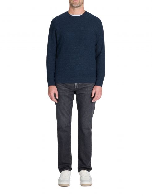 Pull col rond 100% coton mélangé - marine