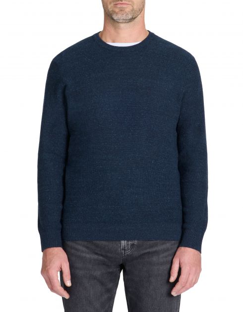 Pull col rond 100% coton mélangé - marine