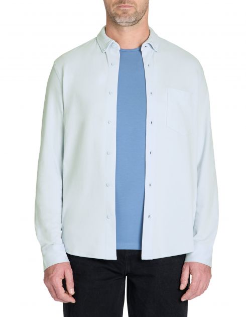 Chemise regular piqué coton stretch - bleu clair