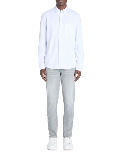 Chemise regular piqué coton stretch - blanc