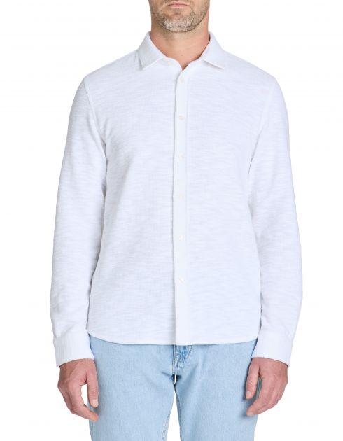 Chemise regular à bouclette coton mélangé - blanc