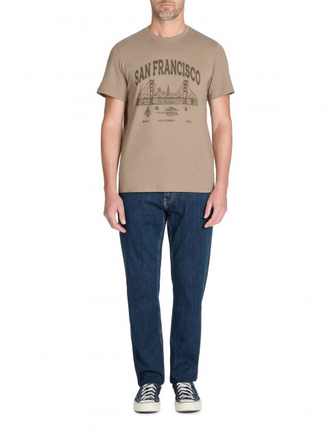 T-shirt straight col rond 100% coton - taupe