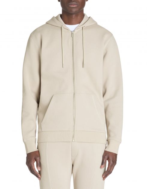 Sweat zippé à capuche regular coton mélangé - beige