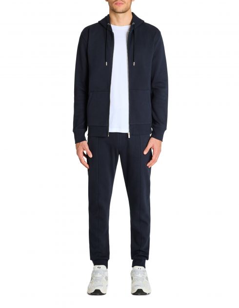 Sweat zippé capuche regular coton mélangé - marine