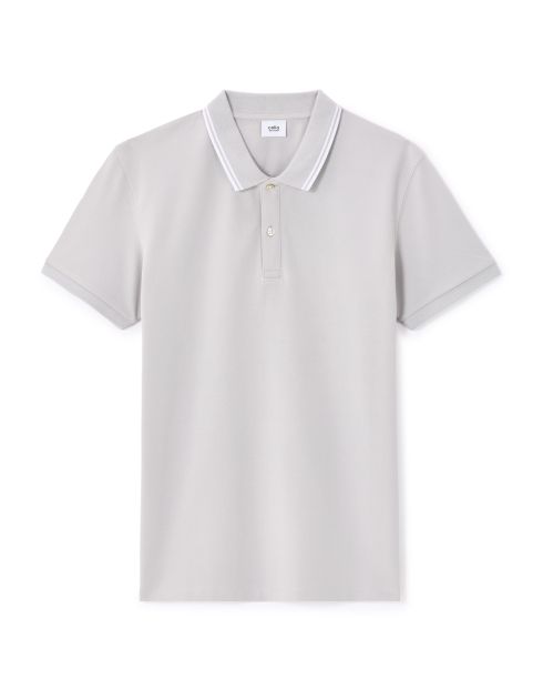 Polo slim coton stretch - gris clair
