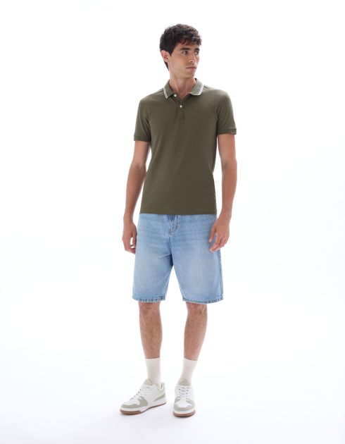 Polo slim coton stretch - kaki