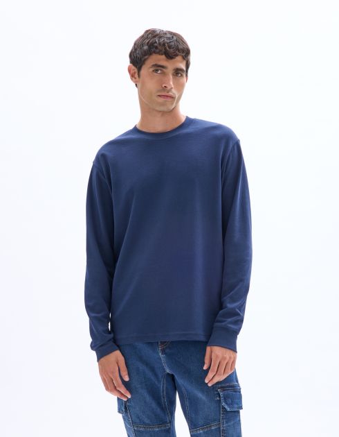 T-shirt relaxed manches longues - marine