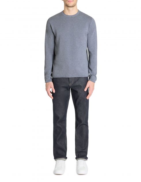 Pull col rond 100% coton - bleu