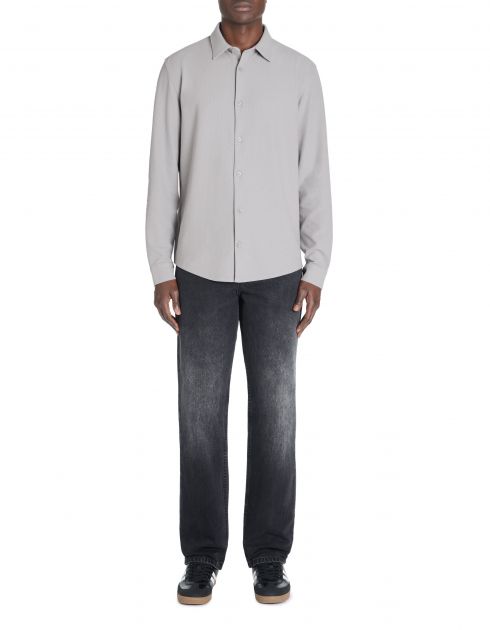Chemise regular en maille gaufré coton stretch - gris